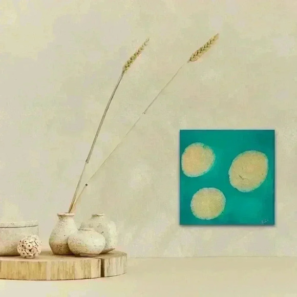 "Golden Prosperity Orbs" Resin on Canvas - Picture 2 of 2